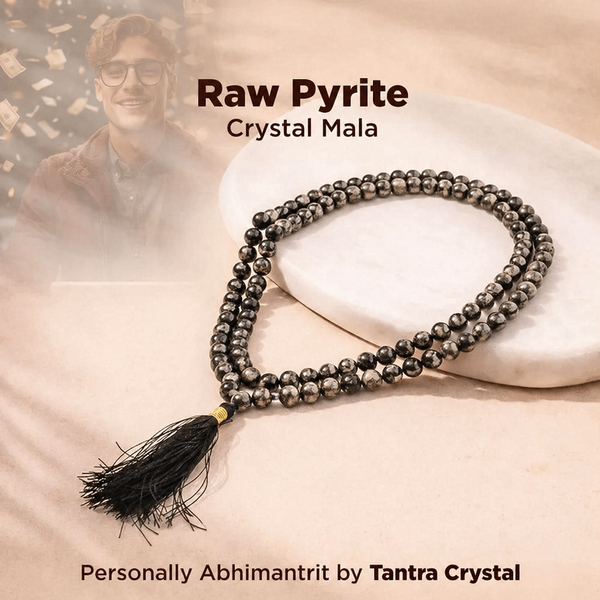 Raw Pyrite Crystal Mala – Wealth & Business Success Mala