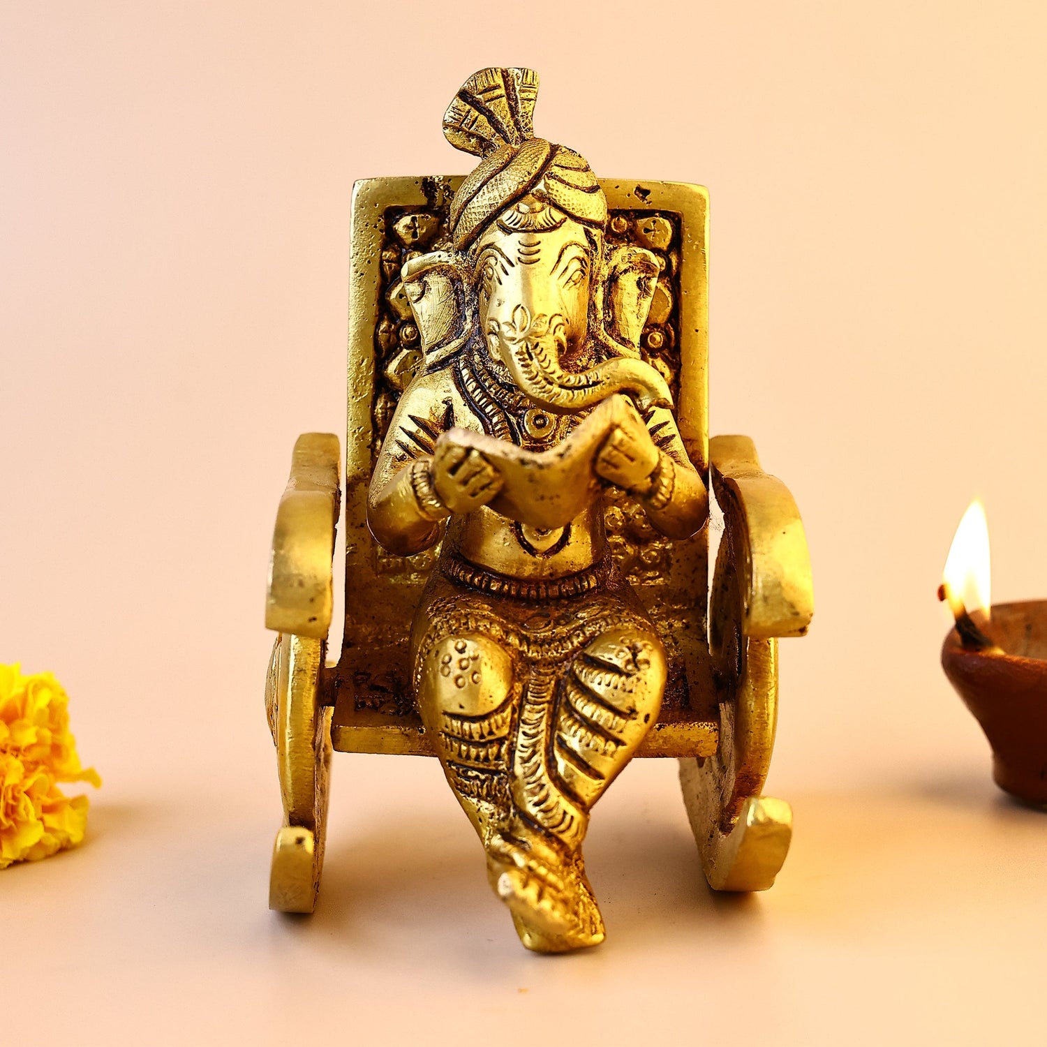 Brass Ganesha With Sitting Chair