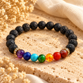 Seven Chakra Lava Stone Bracelet Chakra Balancing, Grounding & Spiritual Wellness