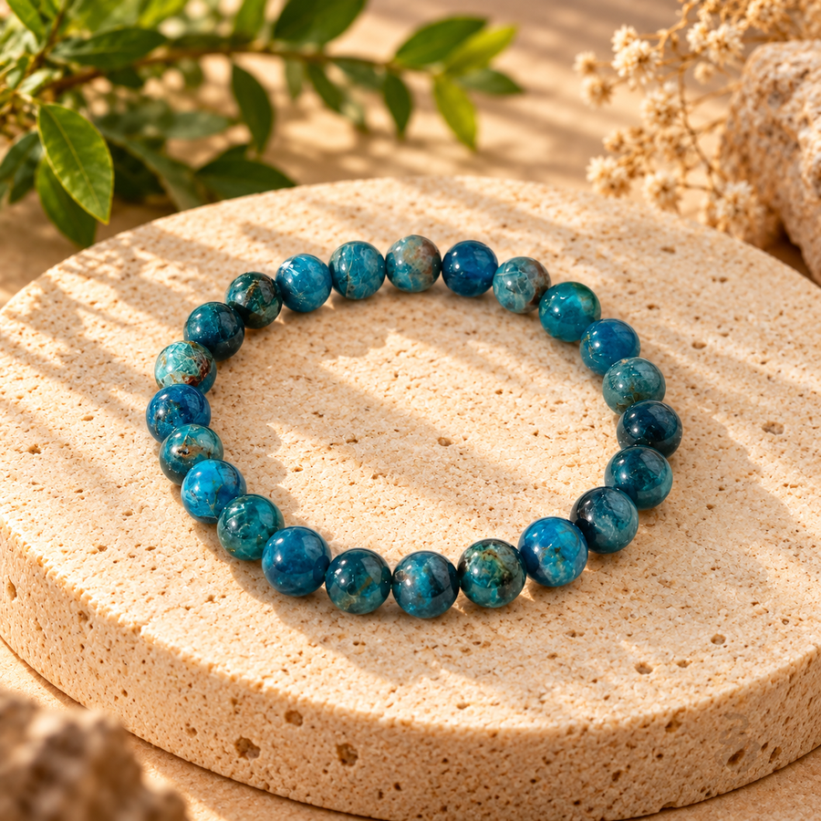 Blue Apatite Bracelet Manifestation, Motivation, Clarity & Spiritual Growth