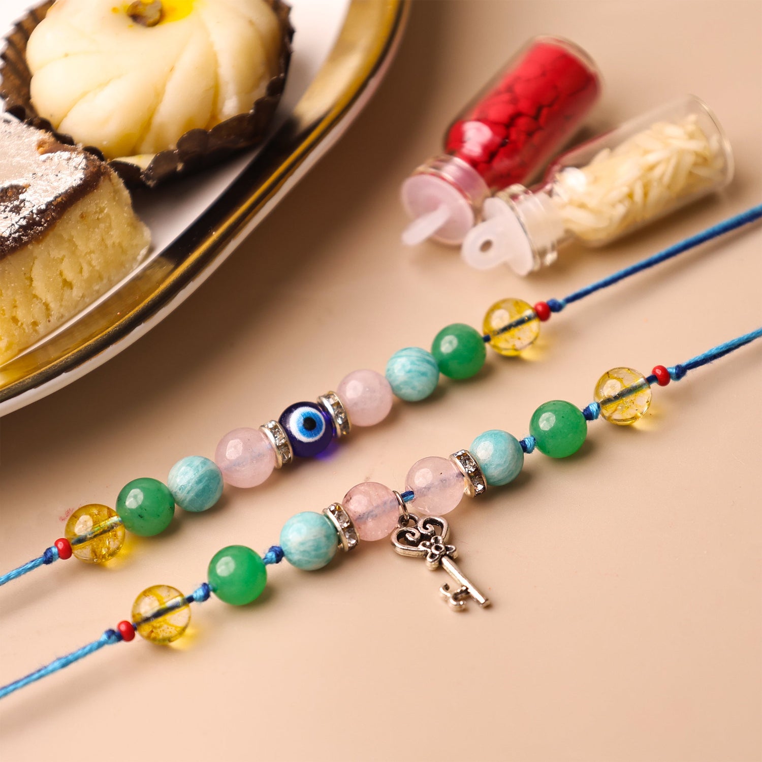 Combo of 2 Bhaiya-Bhabhi Sneh Bandhan- Abhimantrit Rakhi