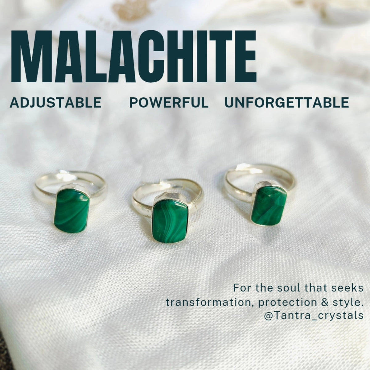 Premium Malachite Adjustable Ring