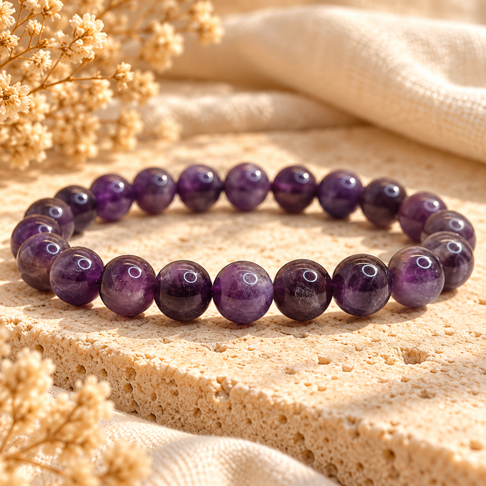 Natural Amethyst Bracelet Calmness, Stress Relief, Spiritual Protection & Third Eye Chakra