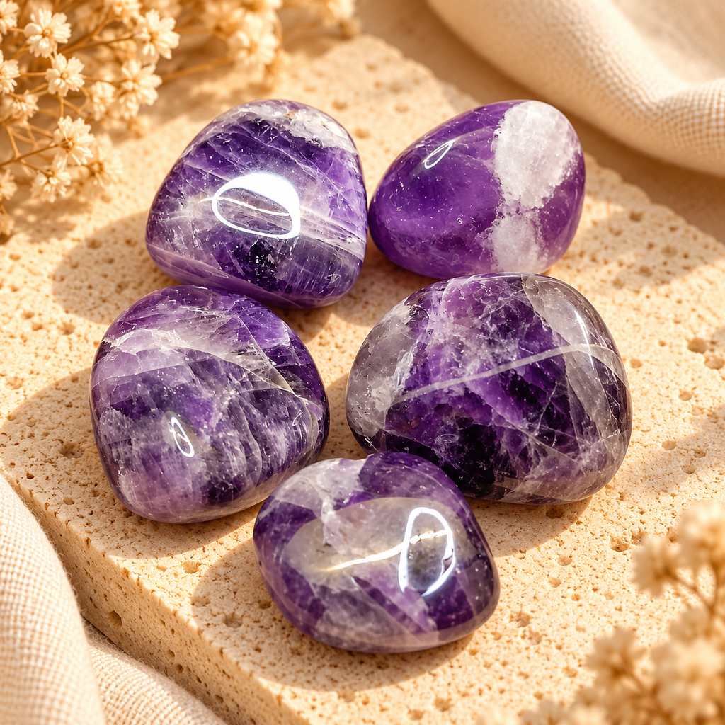 Natural Dark Purple Amethyst Tumbled Stone Calmness, Harmony & Meditation Crystal