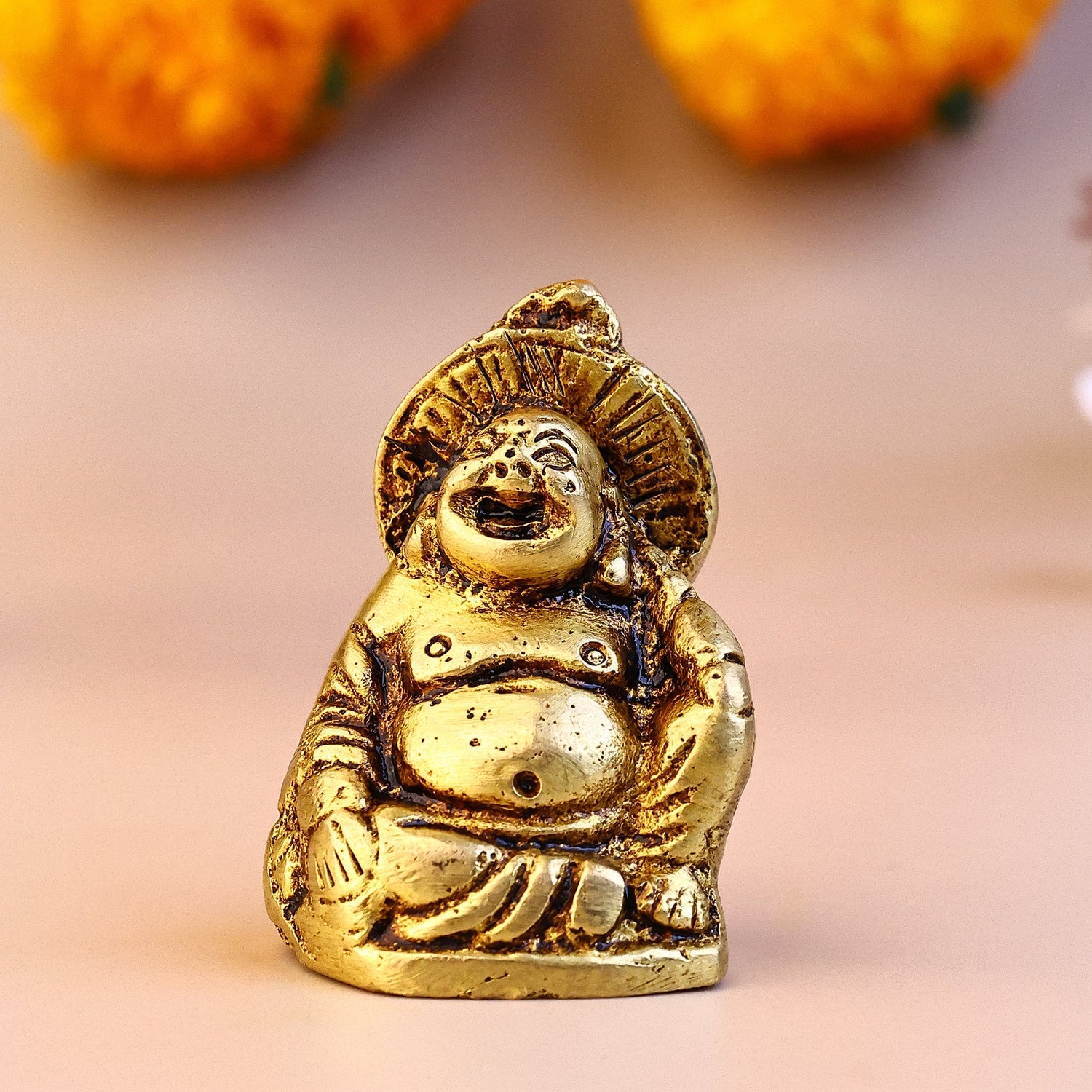 Brass Laughing Buddha with Umbrella
