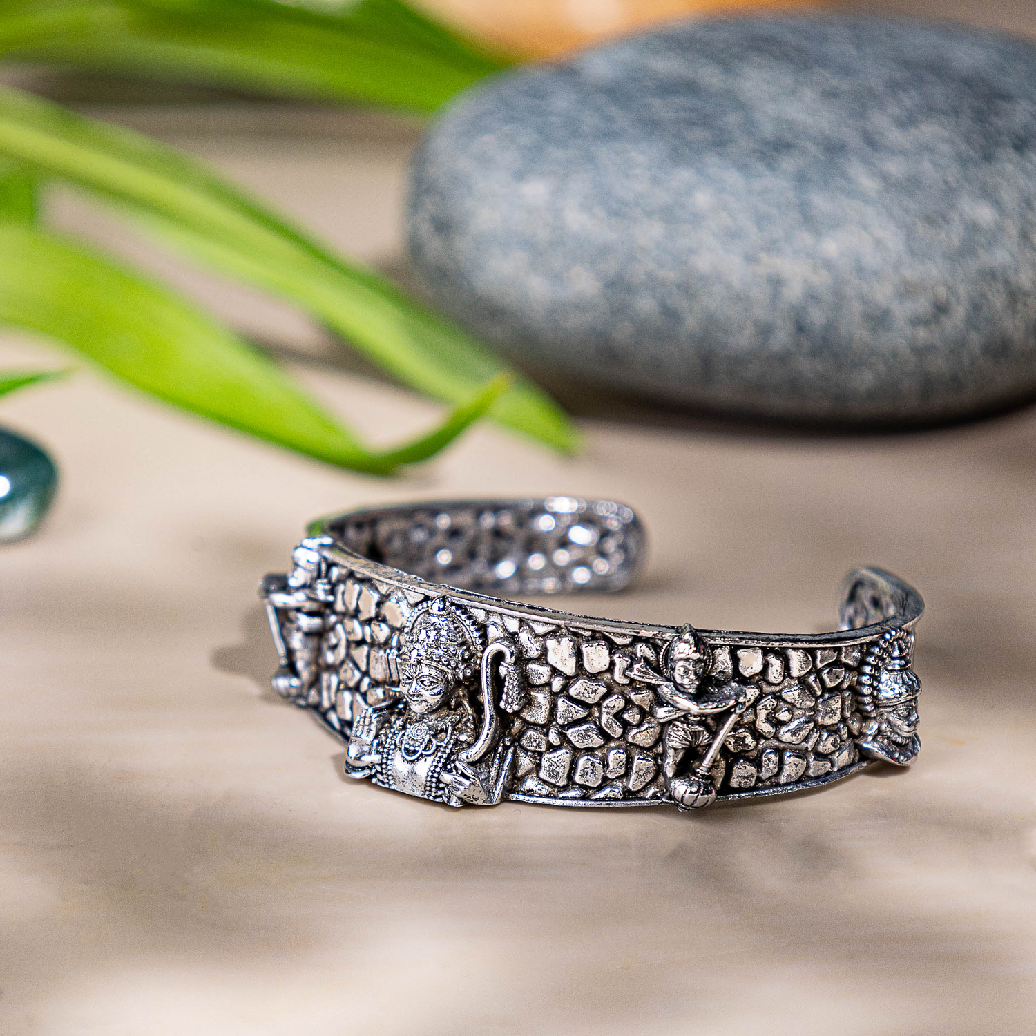 Shree Ram Kada – Silver Oxidized Spiritual Kada for Protection