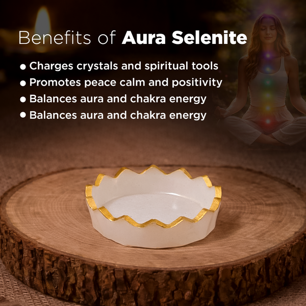 Aura Selenite Bowl for Energy Cleansing & Crystal Charging - Abhimantrit
