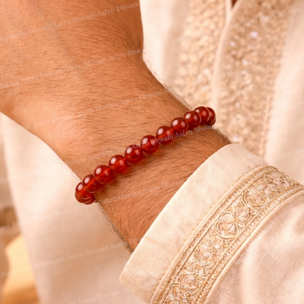 Red Carnelian Bracelet for Mangal & Sun Strength (Abhimantrit)