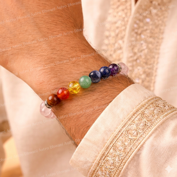 7 Chakra with Rose Quartz Bracelet for Happy Love Life & Balance