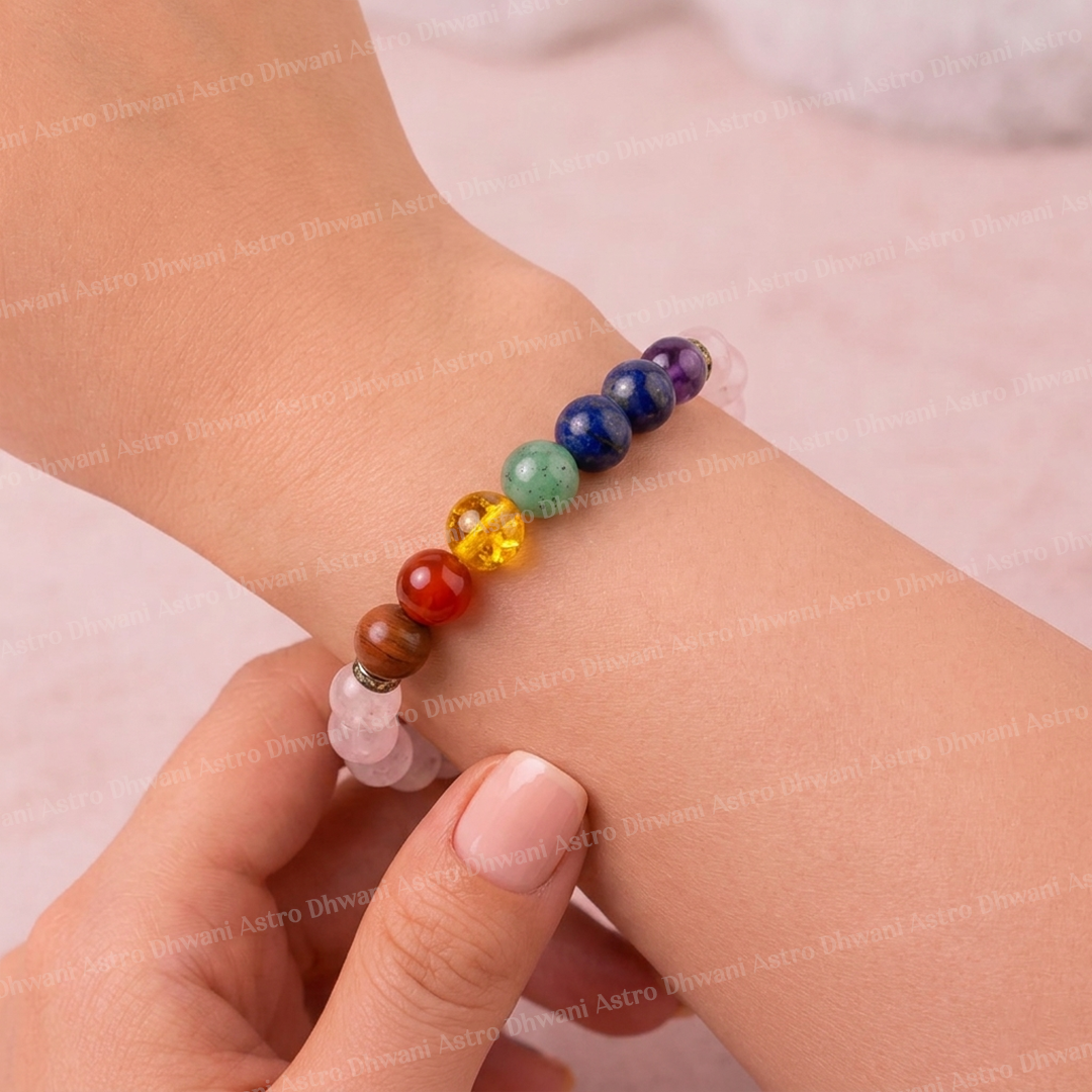 7 Chakra with Rose Quartz Bracelet for Happy Love Life & Balance