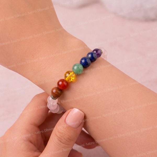 7 Chakra with Rose Quartz Bracelet for Happy Love Life & Balance