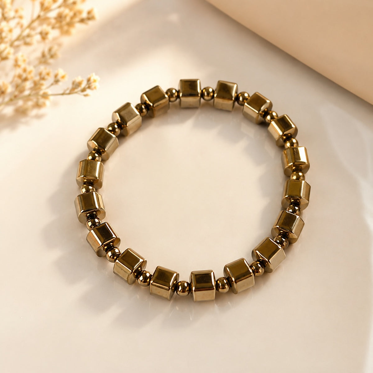 Golden Pyrite Cube Bracelet