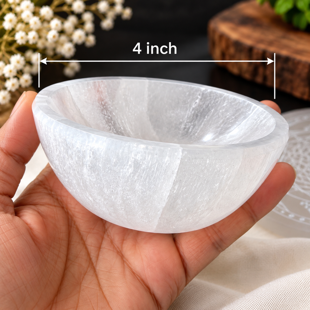 Premium Natural Selenite Crystal Bowl for Cleansing, Charging & Energy Healing