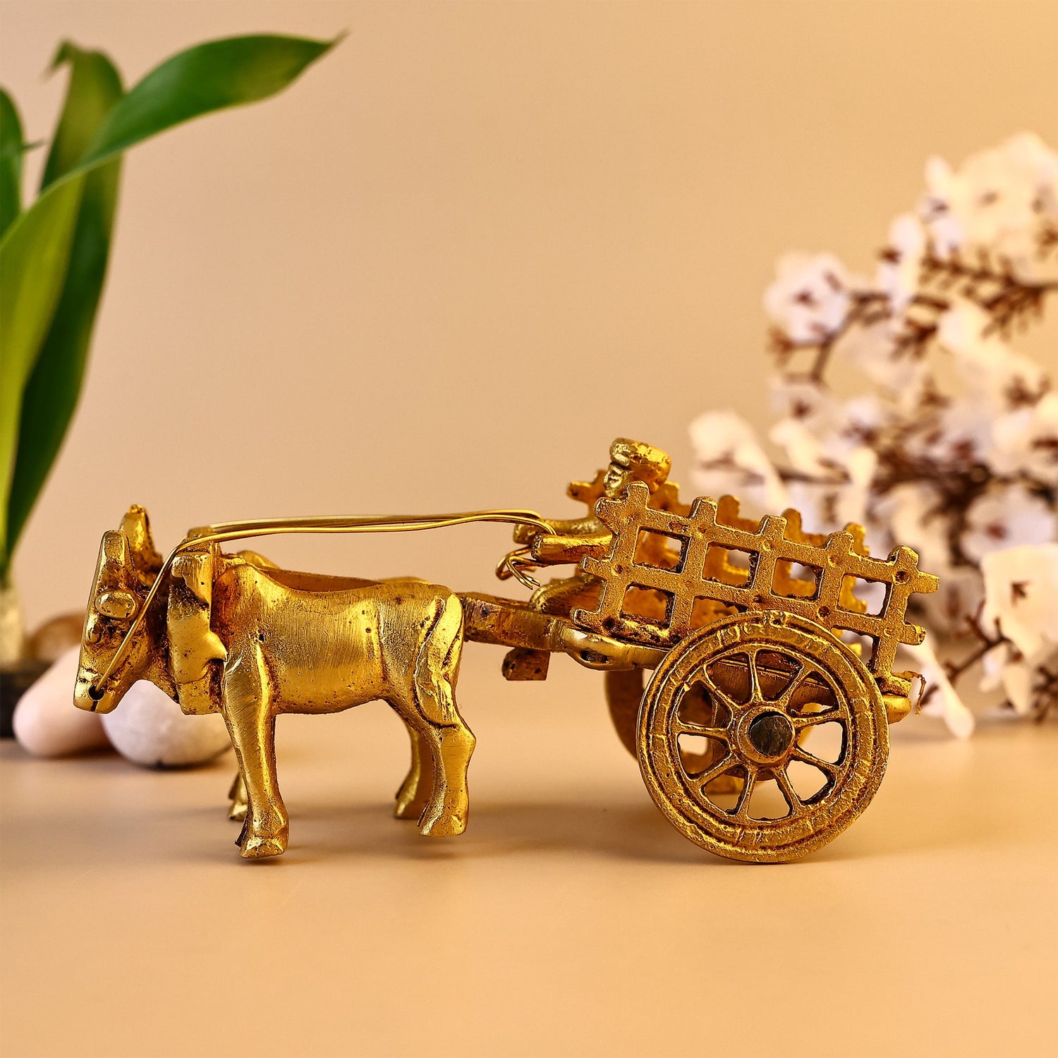 Brass Vintage Bullock Cart With Open Jaali