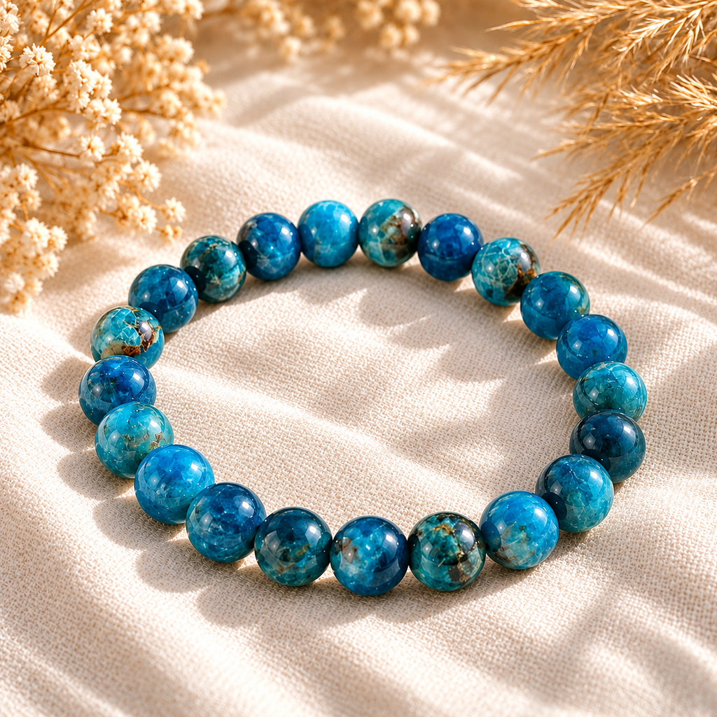 Blue Apatite Bracelet Manifestation, Motivation, Clarity & Spiritual Growth