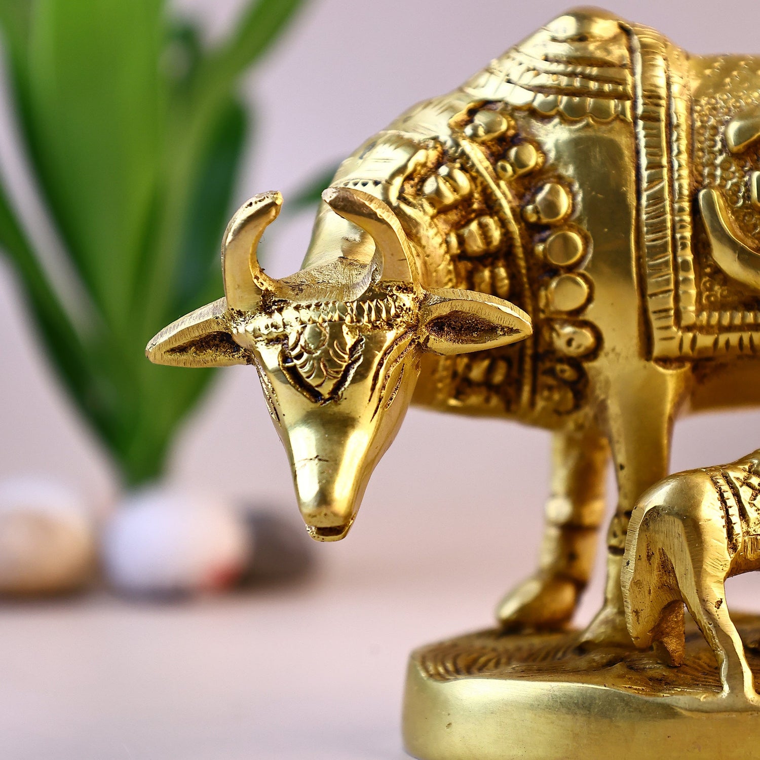 Brass Kaam Dhenu Cow with Om and Swastik