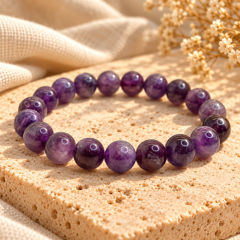 Natural Amethyst Bracelet Calmness, Stress Relief, Spiritual Protection & Third Eye Chakra