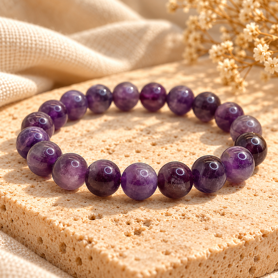 Natural Amethyst Bracelet Calmness, Stress Relief, Spiritual Protection & Third Eye Chakra