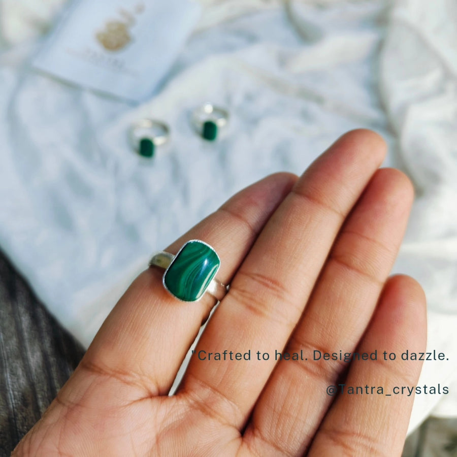 Premium Malachite Adjustable Ring