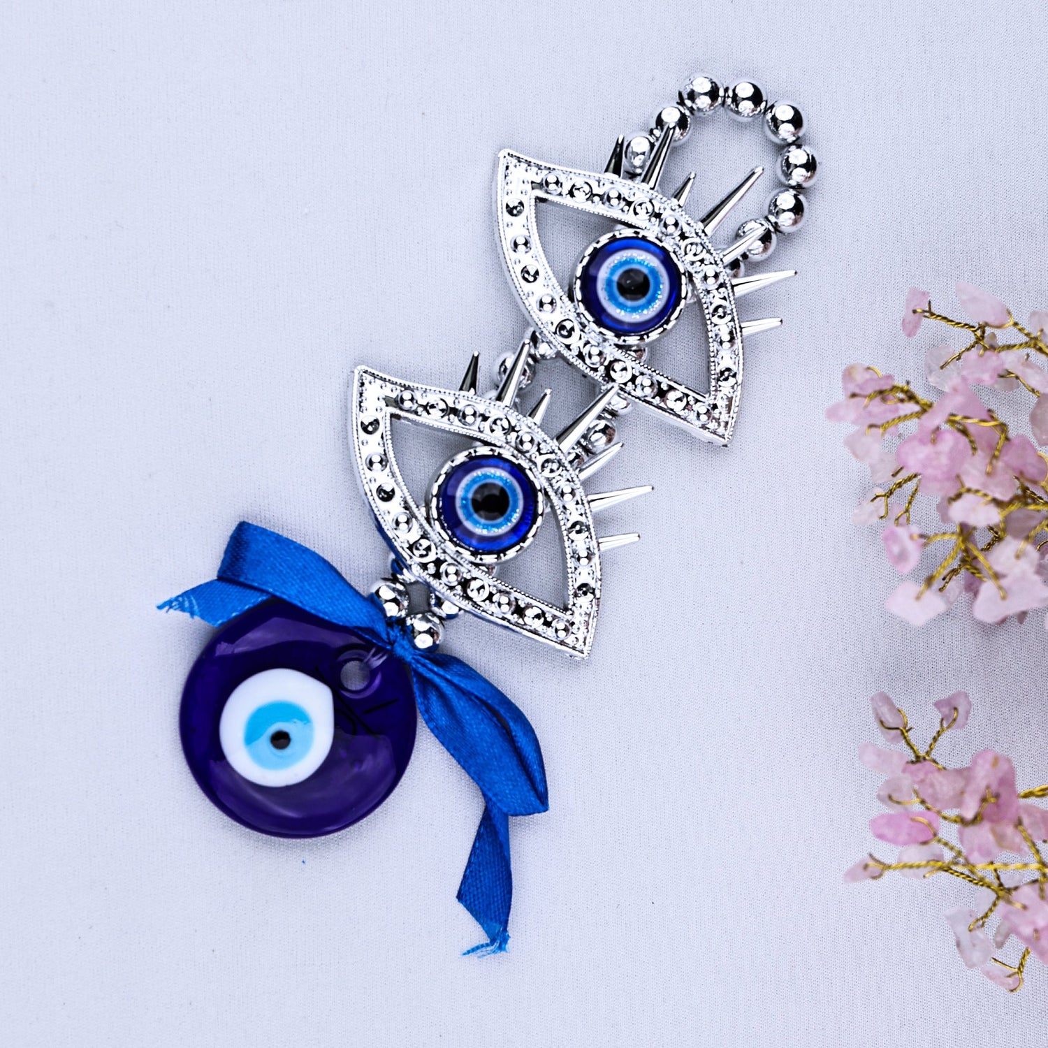 2 Eyelash with Evil Eye Hanging