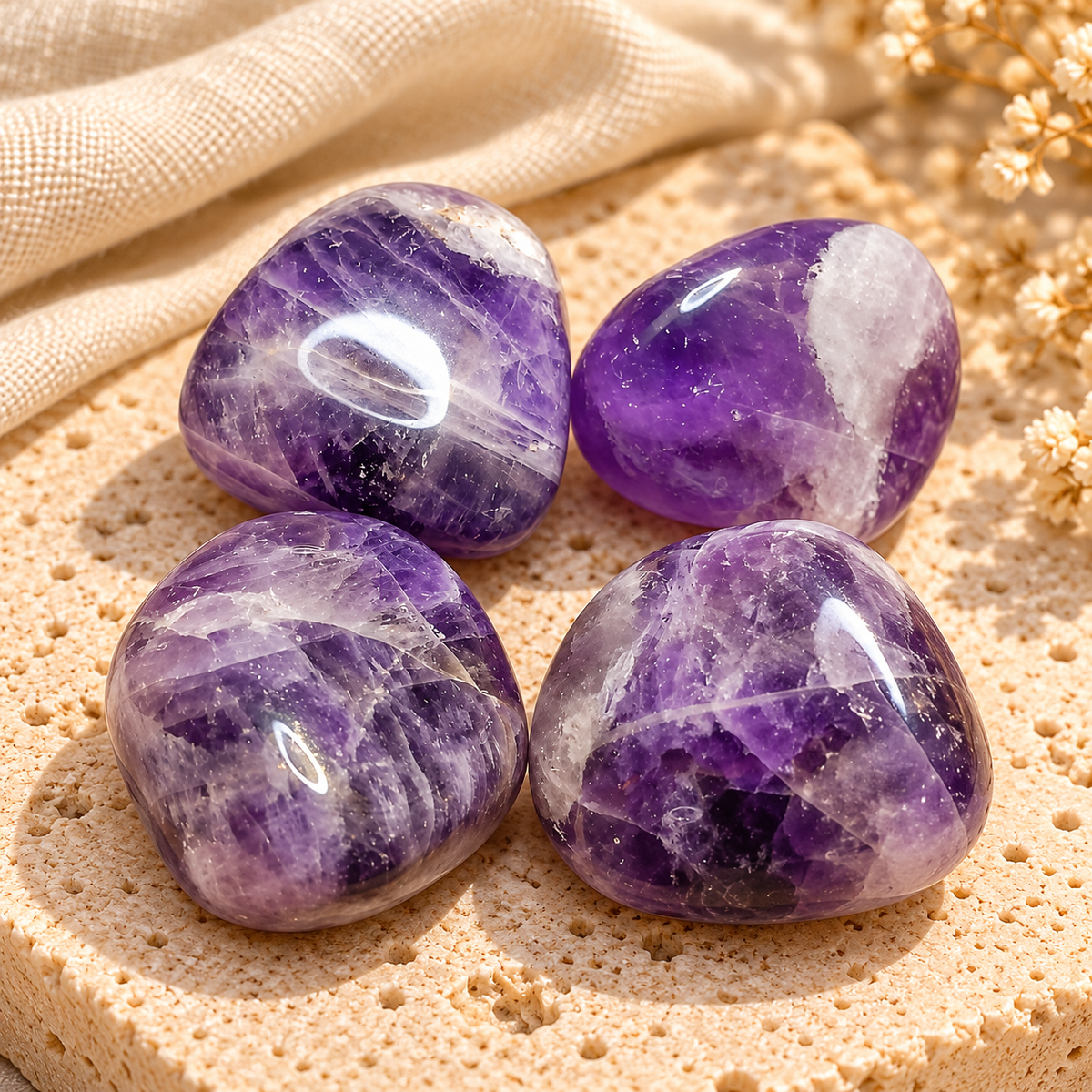 Natural Dark Purple Amethyst Tumbled Stone Calmness, Harmony & Meditation Crystal