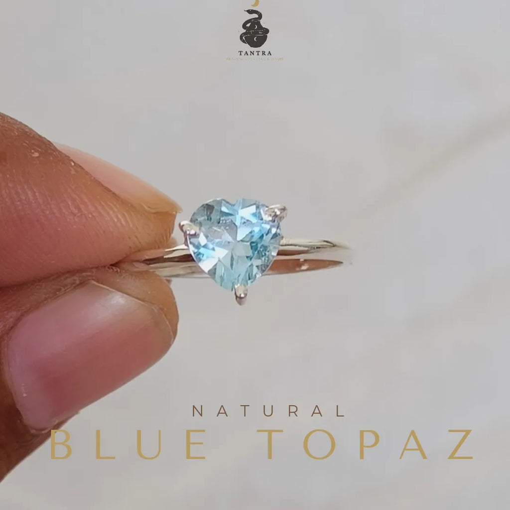 Blue Topaz Heart Cut Ring – Love, Inner Peace & Aqua Energy