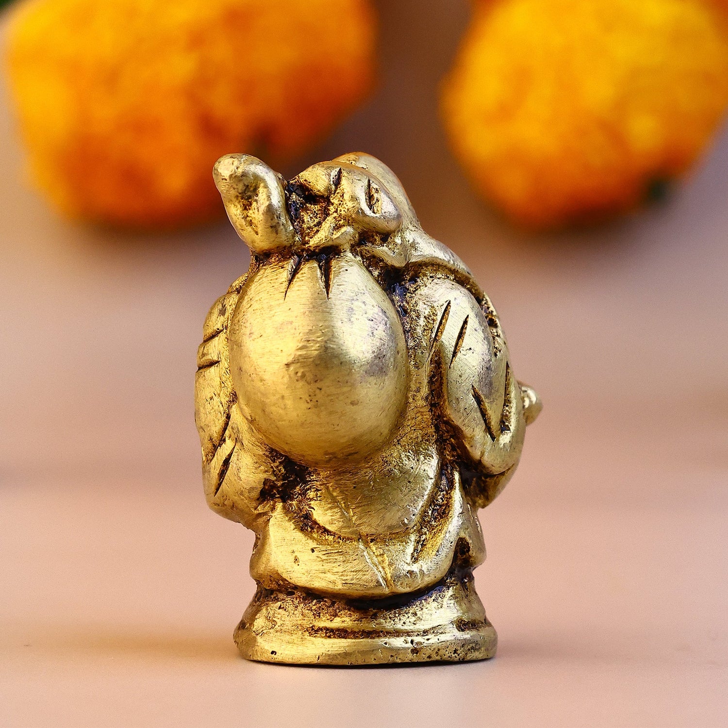 Brass Laughing Buddha with Bowl & Bag