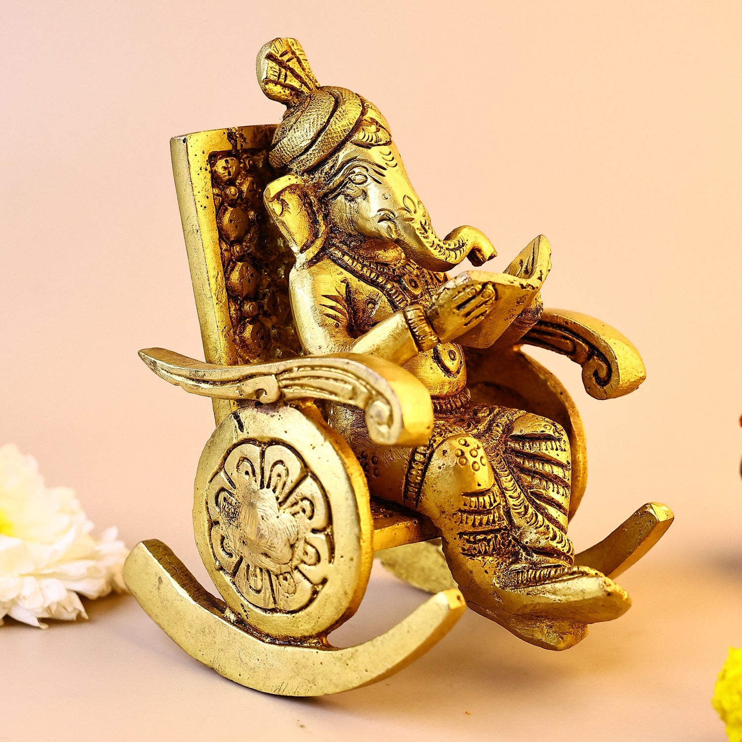 Brass Ganesha With Sitting Chair