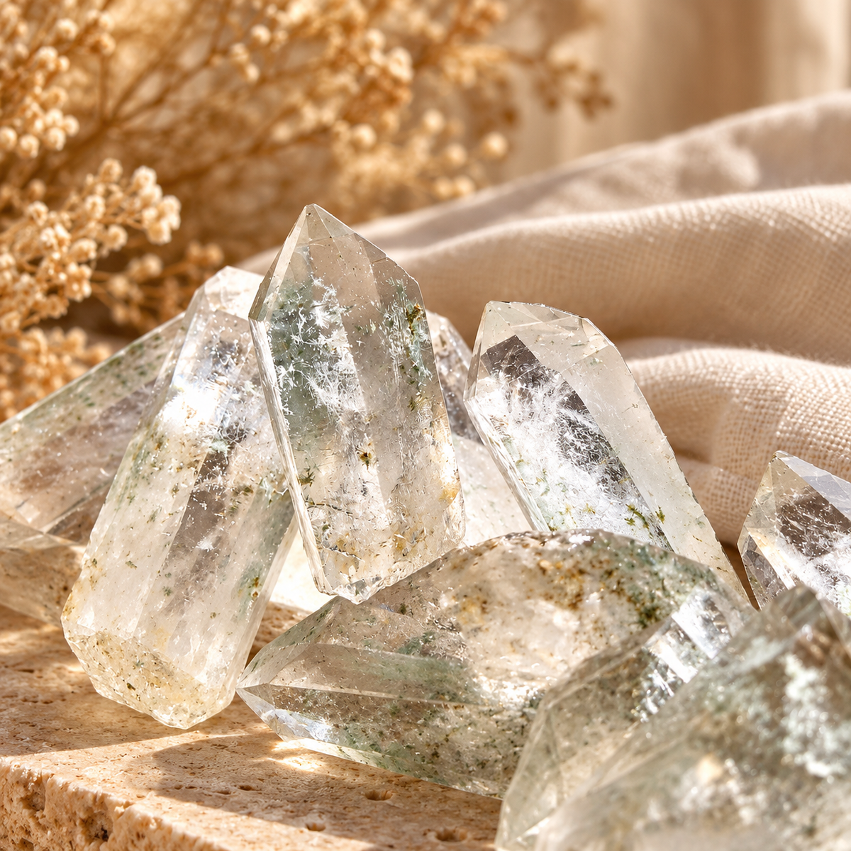 Natural Clear Quartz with Chlorite Inclusions