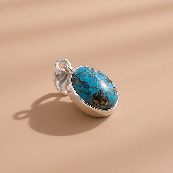 Turquoise Oval Stone Pendant: Strengthens Communication & Confidence