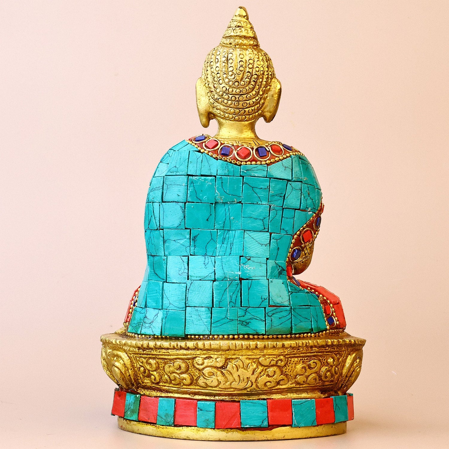 Brass Mahatma Buddha Statue With Stone Work