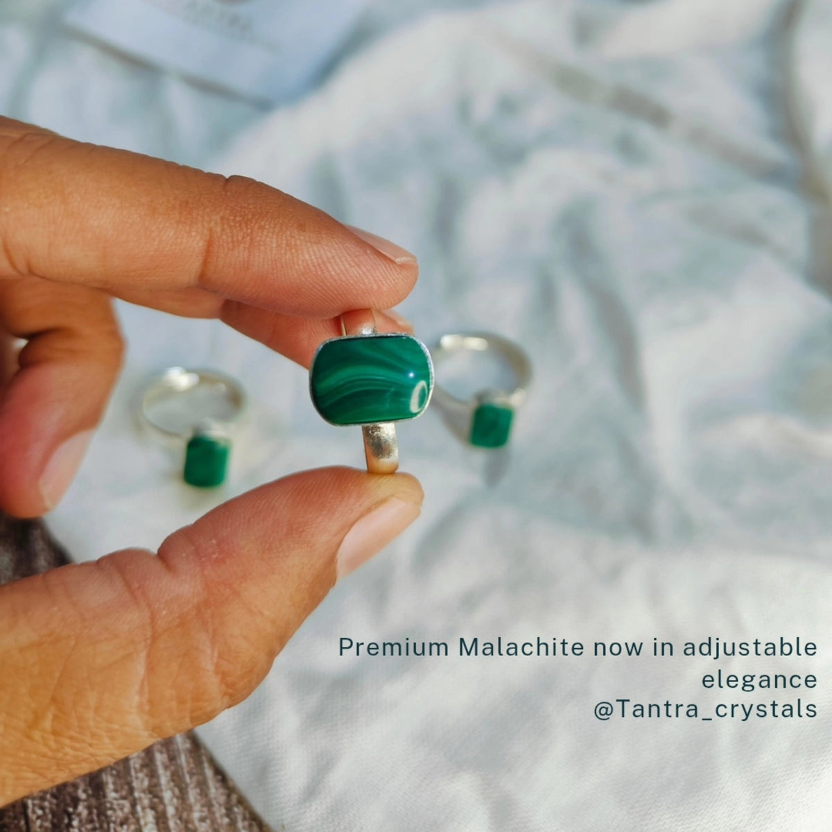 Premium Malachite Adjustable Ring