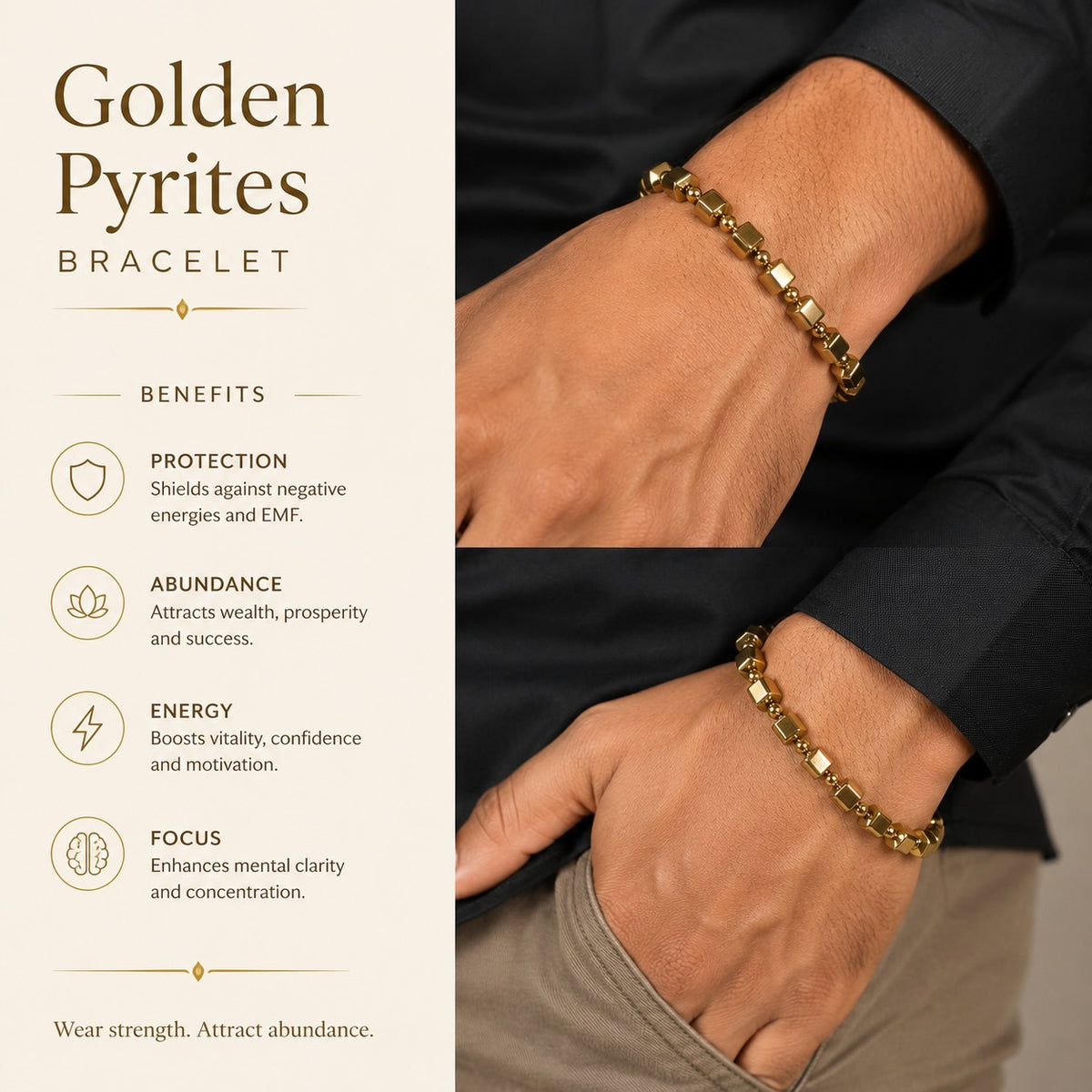 Golden Pyrite Cube Bracelet