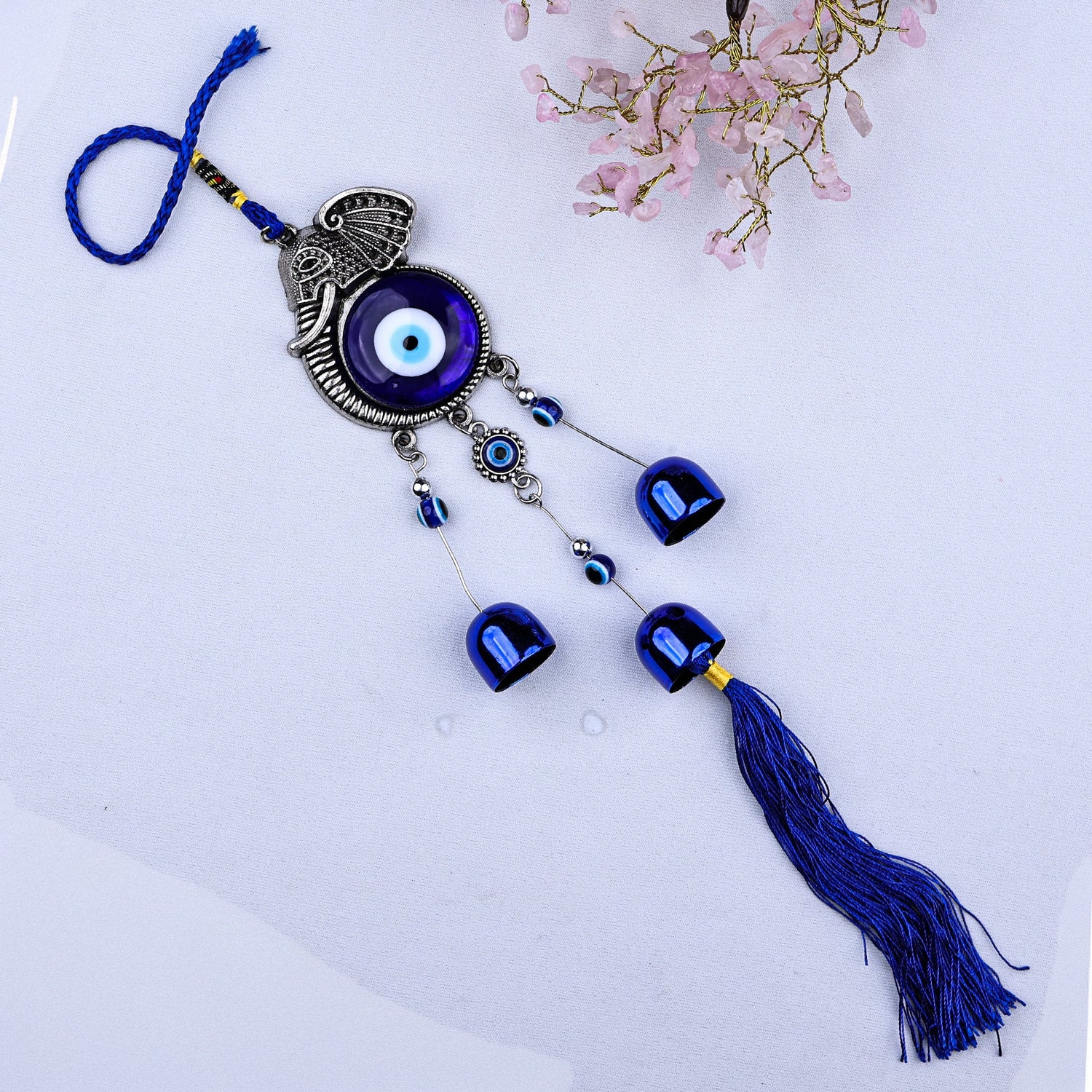 Elephant Evil Eye with 3 Bells Hanging