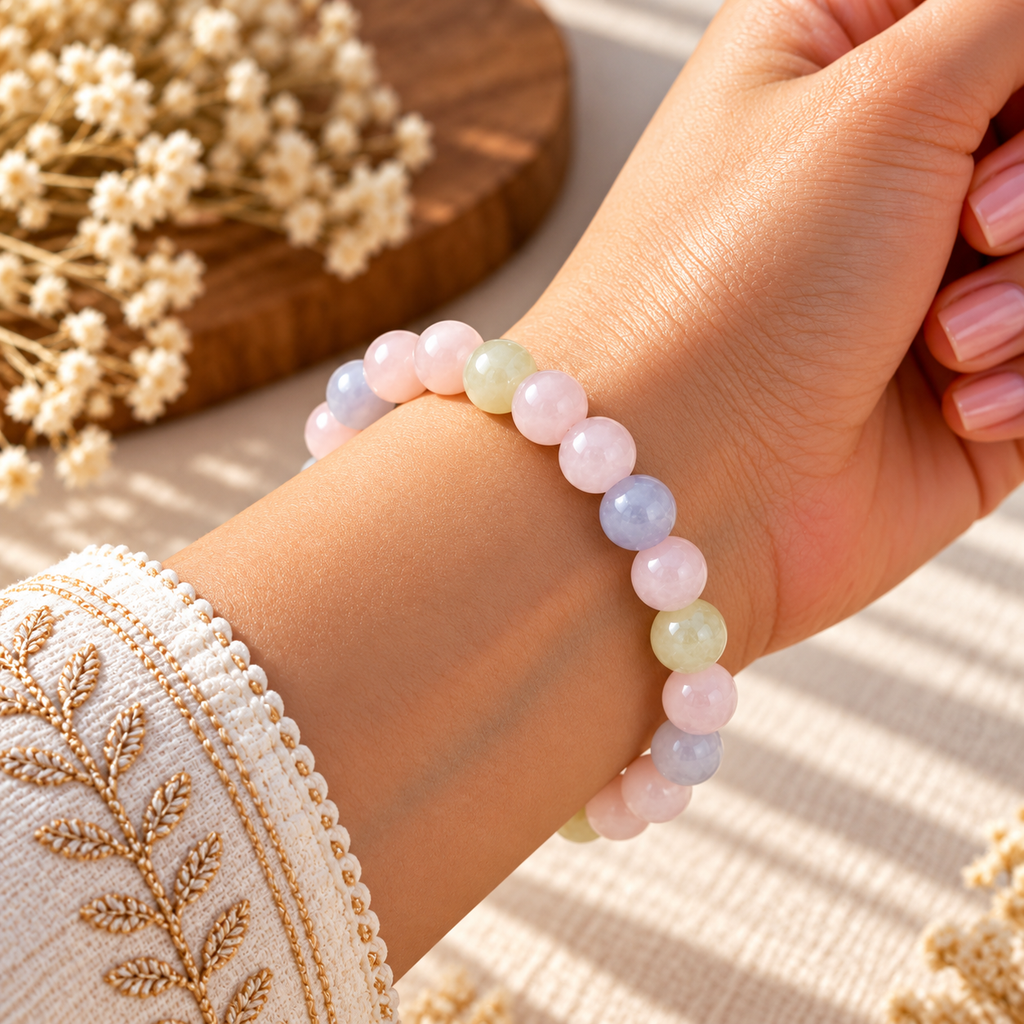 Morganite Bracelet Love, Emotional Healing, Relationships & Heart Energy