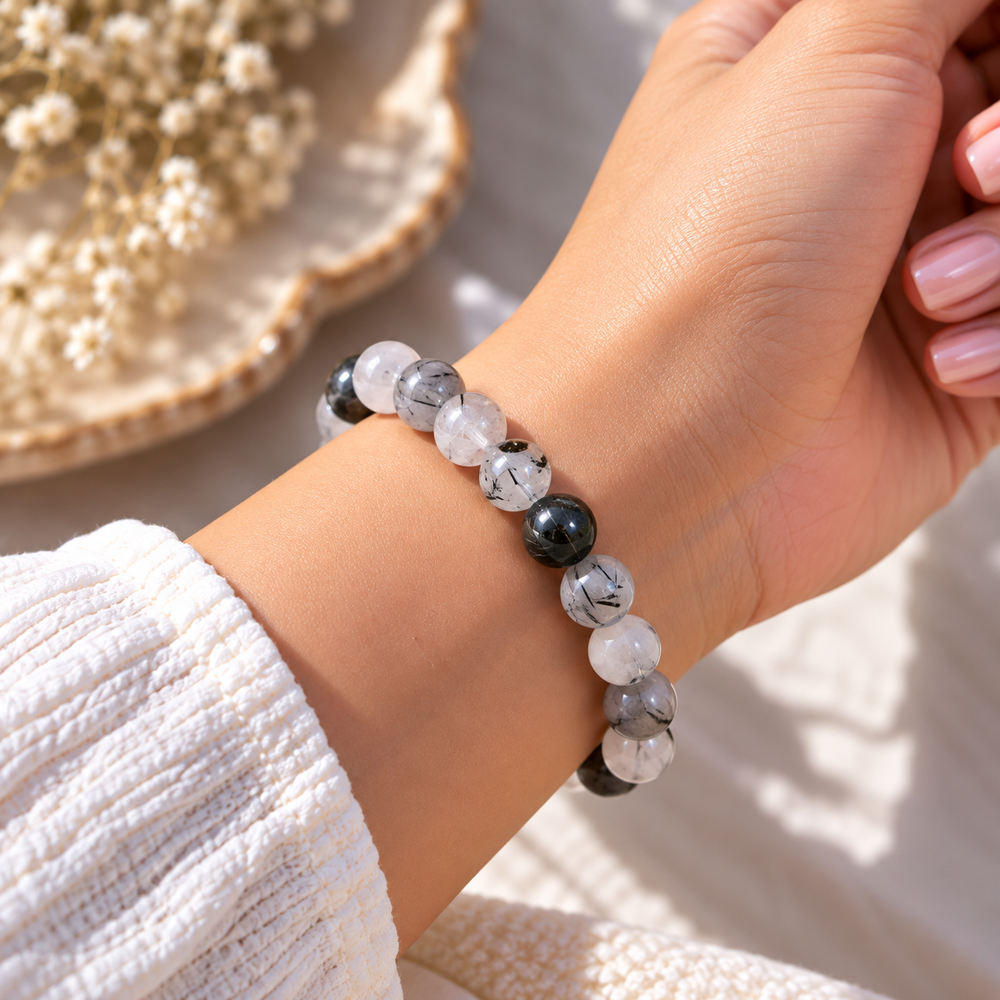Black Rutilated Quartz Bracelet
