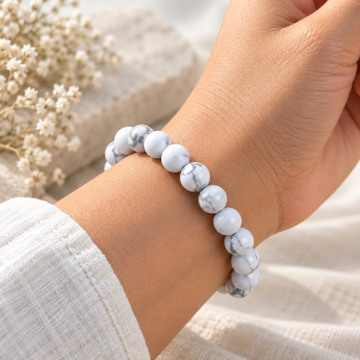 Howlite Bracelet Calmness, Relaxation, Emotional Balance & Inner Peace