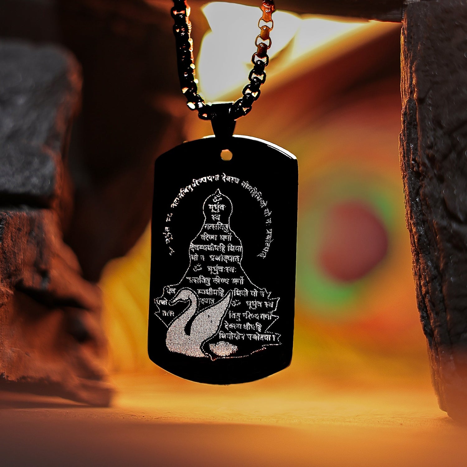 Saraswati Engraved Mantra Pendant