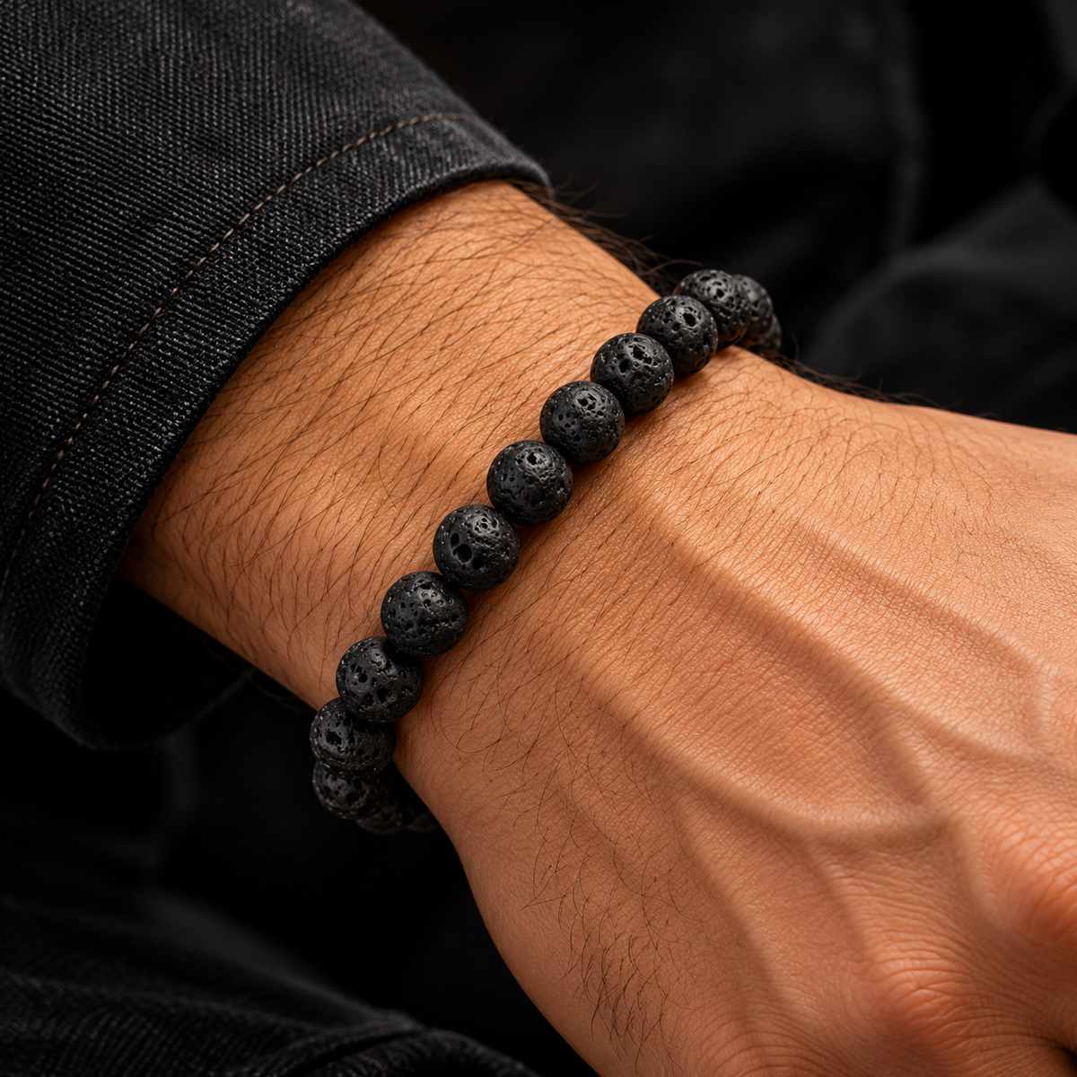 Black Lava Stone Bracelet Grounding, Strength & Energy Balance