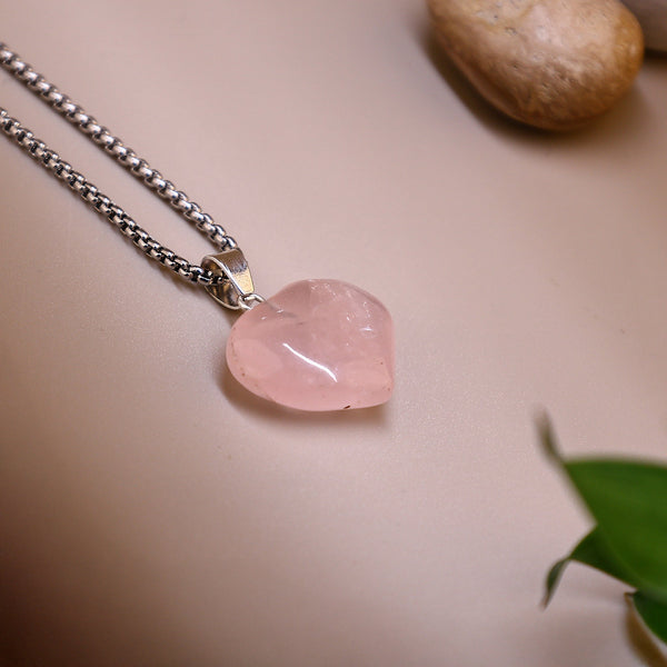 Rose Quartz Heart Pendant (Relationship & Love)