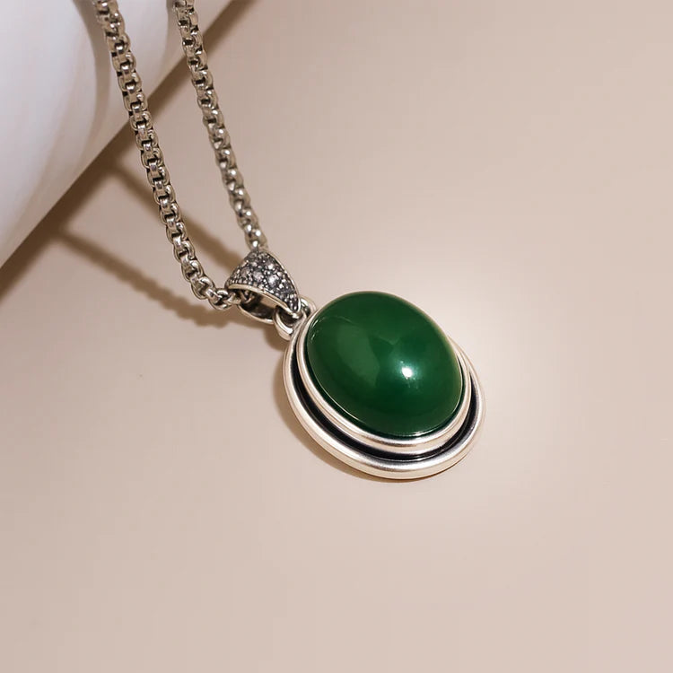 Green Onyx Oval Stone Pendant