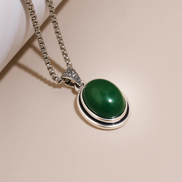 Green Onyx Oval Stone Pendant