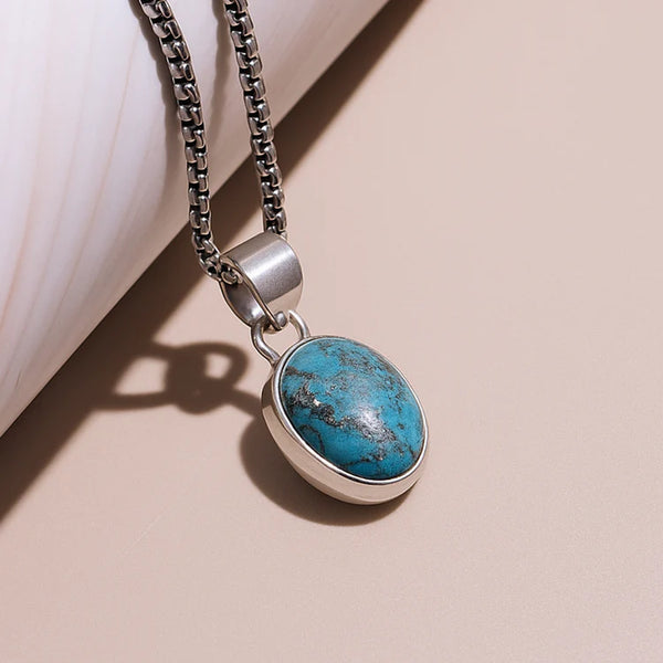 Turquoise Oval Stone Pendant: Strengthens Communication & Confidence