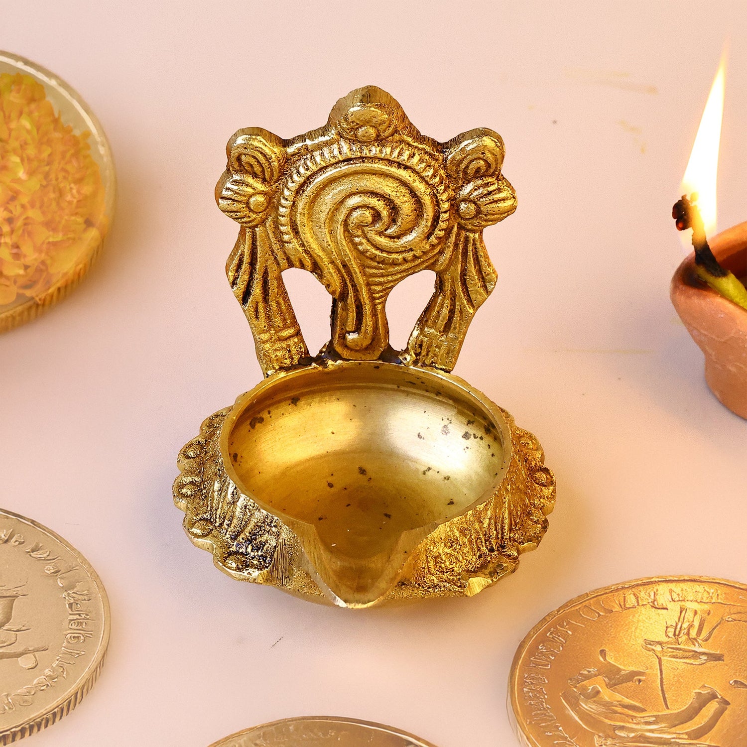 Brass Shanku Chakra Kuber Diya