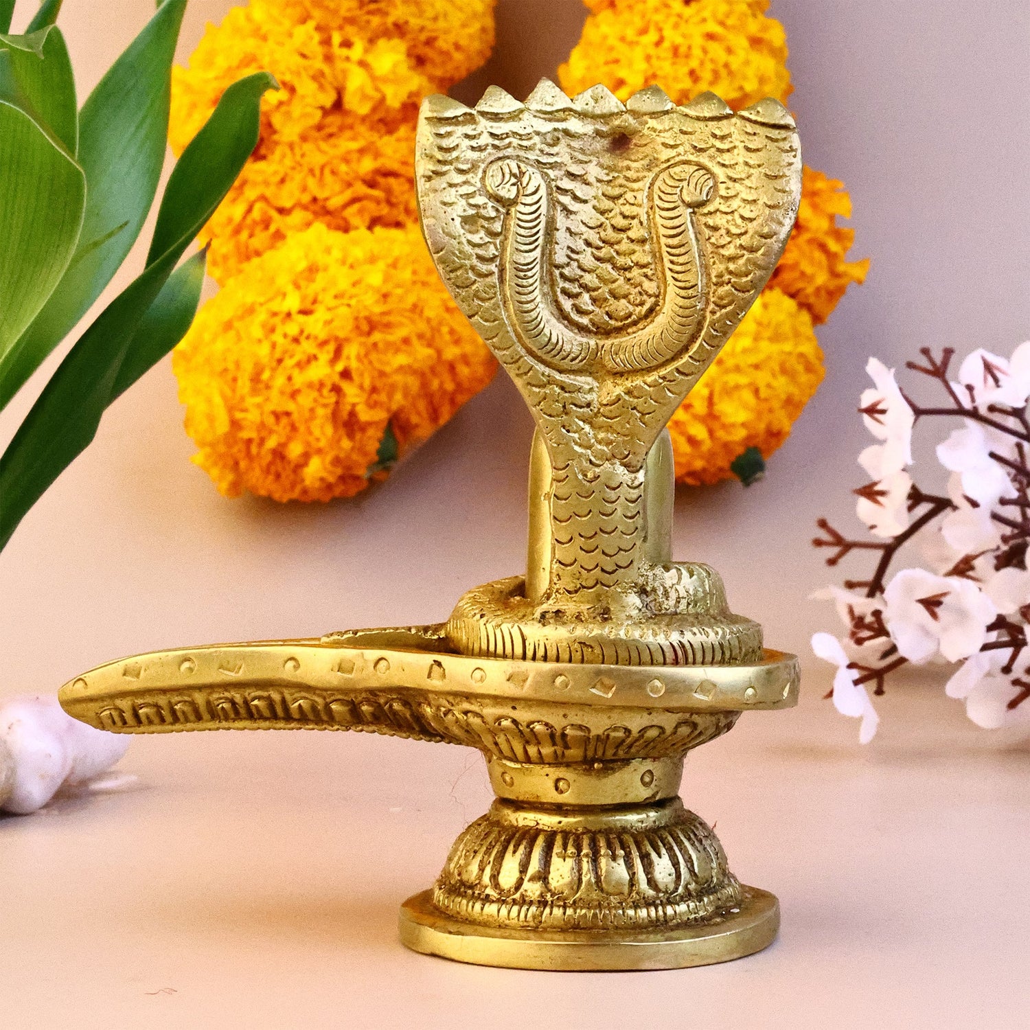 Brass Shiva Lingam With Sheshnag Idol