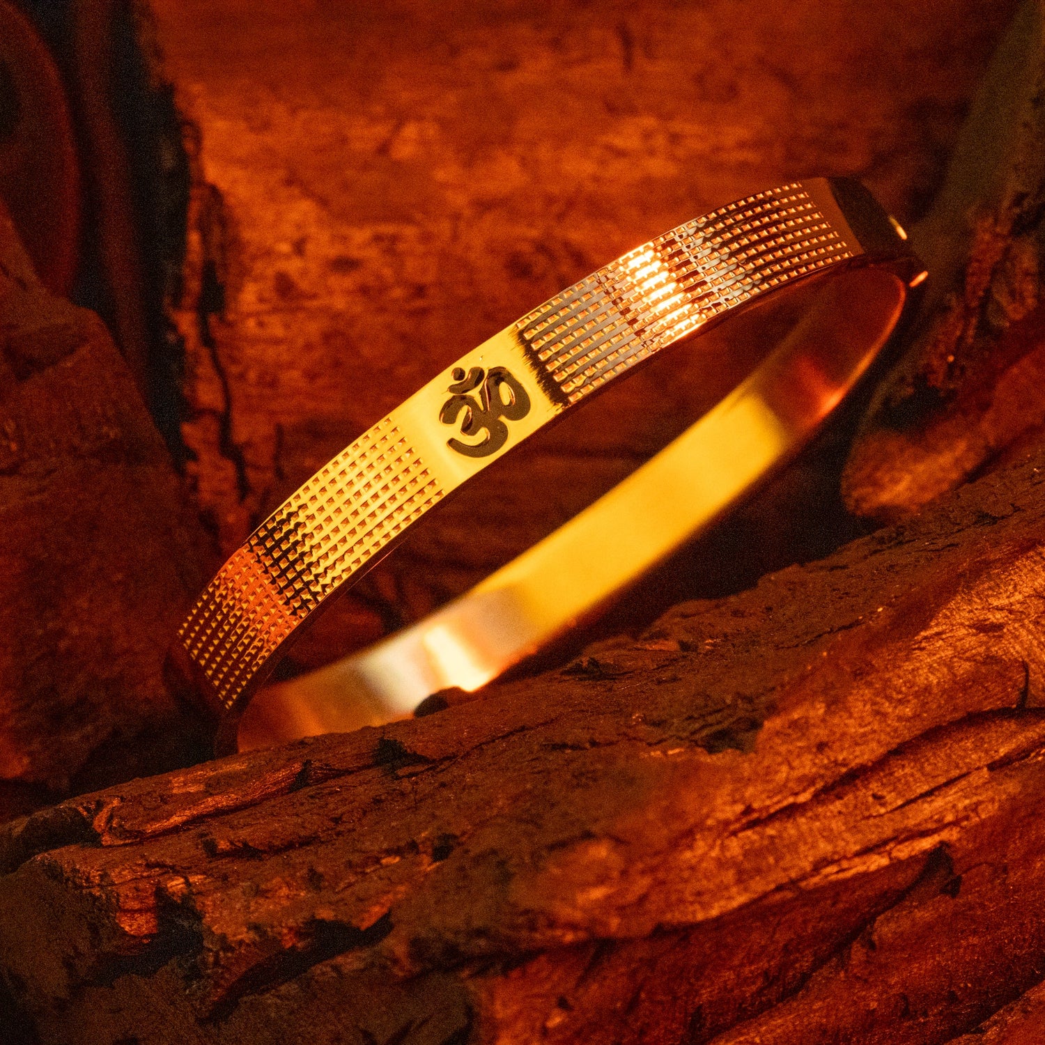 Om Shanti Kada – IGP Gold Plated Spiritual Kada for Peace, Balance & Positivity