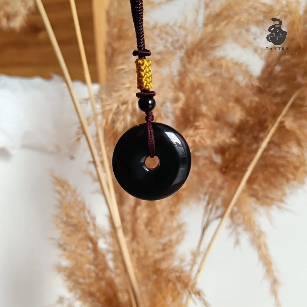 Black Obsidian Donut Pendant
