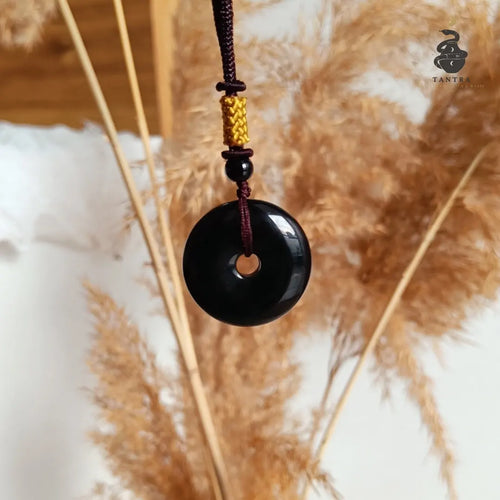 Black Obsidian Donut Pendant
