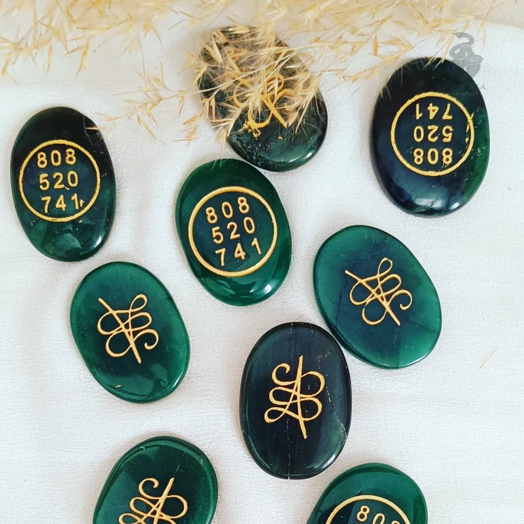 Abundance Number Green Jade Cabochon