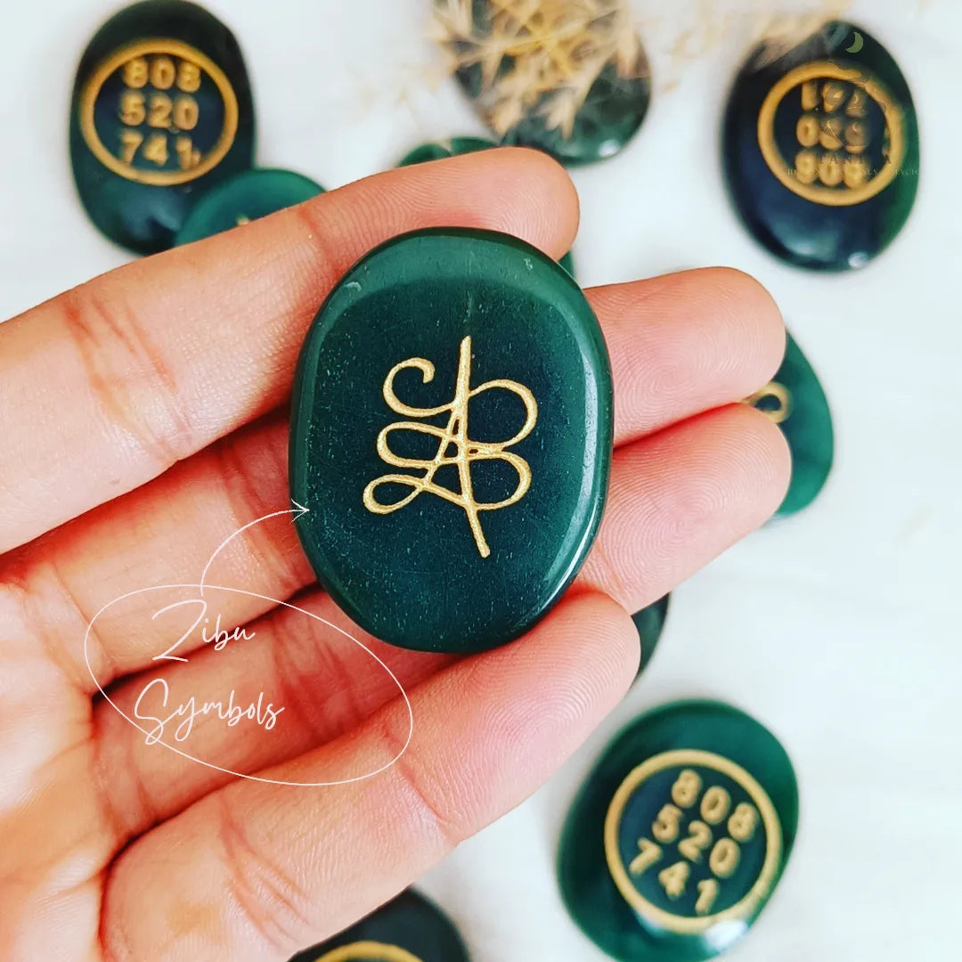 Abundance Number Green Jade Cabochon